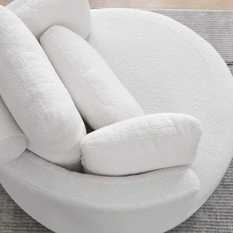 Canapé Loveseat Rond Moderne Pivotant, Fauteuil Tonneau Circulaire pour Chambre, Canapé Cuddle, Chaise Longue, Fauteuil, 4 Coussins