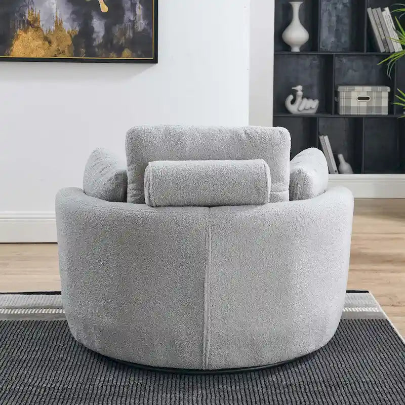 Canapé Loveseat Rond Moderne Pivotant, Fauteuil Tonneau Circulaire pour Chambre, Canapé Cuddle, Chaise Longue, Fauteuil, 4 Coussins