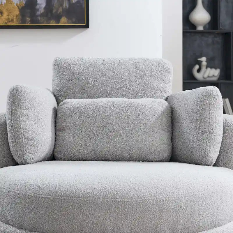 Canapé Loveseat Rond Moderne Pivotant, Fauteuil Tonneau Circulaire pour Chambre, Canapé Cuddle, Chaise Longue, Fauteuil, 4 Coussins