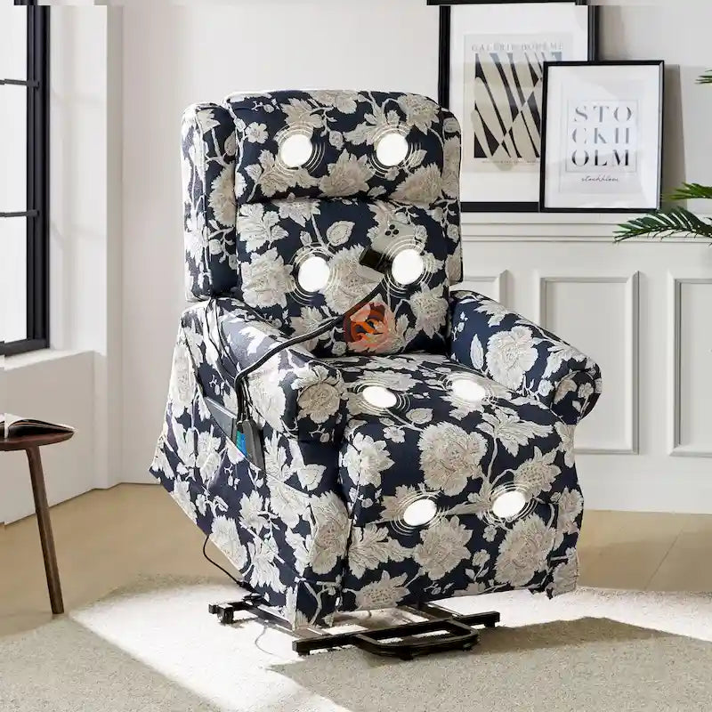 Fauteuil inclinable électrique traditionnel avec aide au levage, massage, chauffage et appui-tête manuel