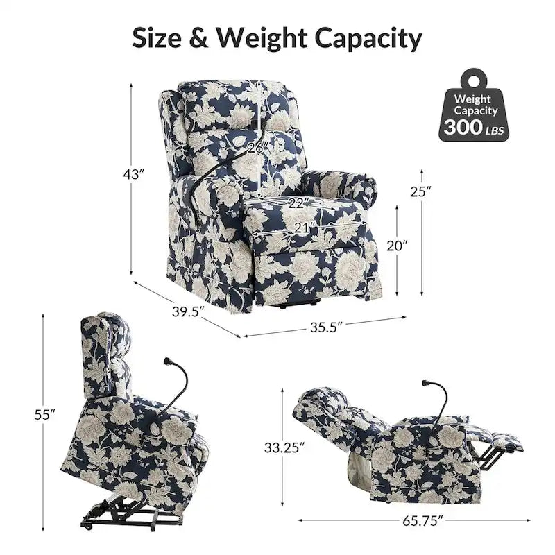 Fauteuil inclinable électrique traditionnel avec aide au levage, massage, chauffage et appui-tête manuel