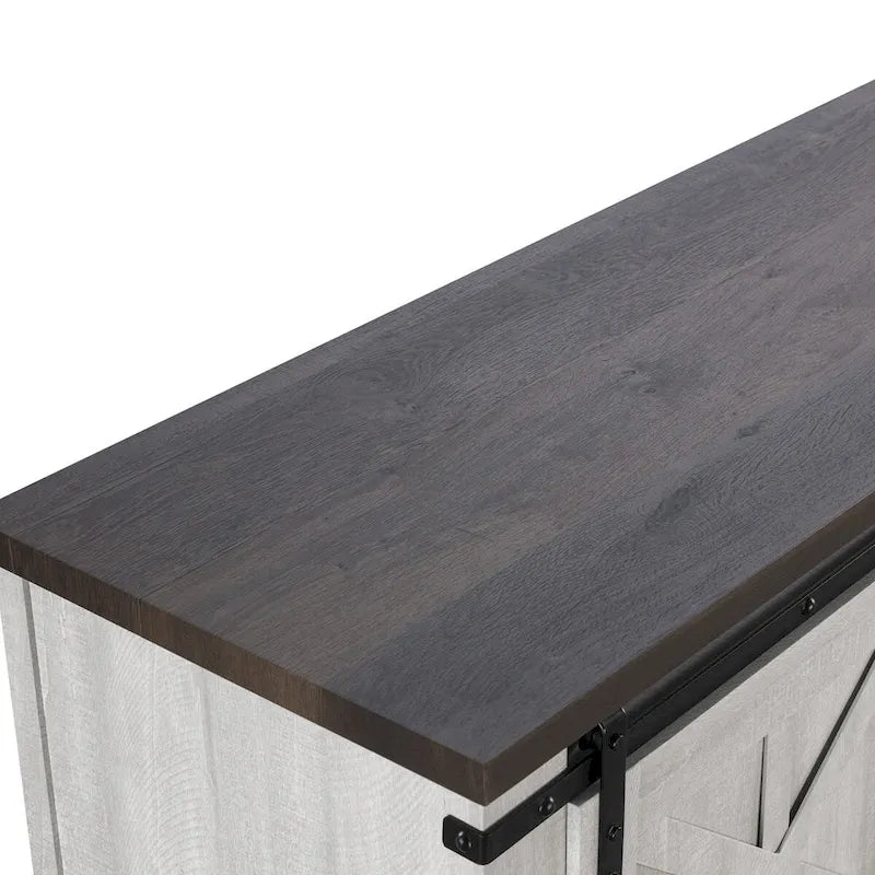 Meuble TV de 58 po de style rustique avec portes coulissantes – Convient aux téléviseurs jusqu'à 65 po – 58 po de largeur