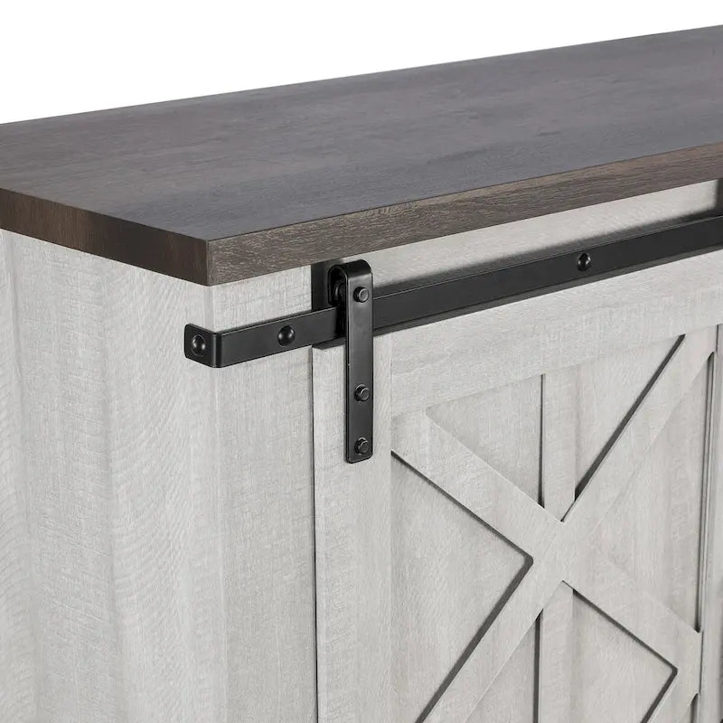 Meuble TV de 58 po de style rustique avec portes coulissantes – Convient aux téléviseurs jusqu'à 65 po – 58 po de largeur