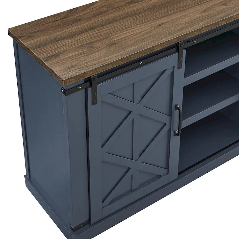Meuble TV de 58 po de style rustique avec portes coulissantes – Convient aux téléviseurs jusqu'à 65 po – 58 po de largeur