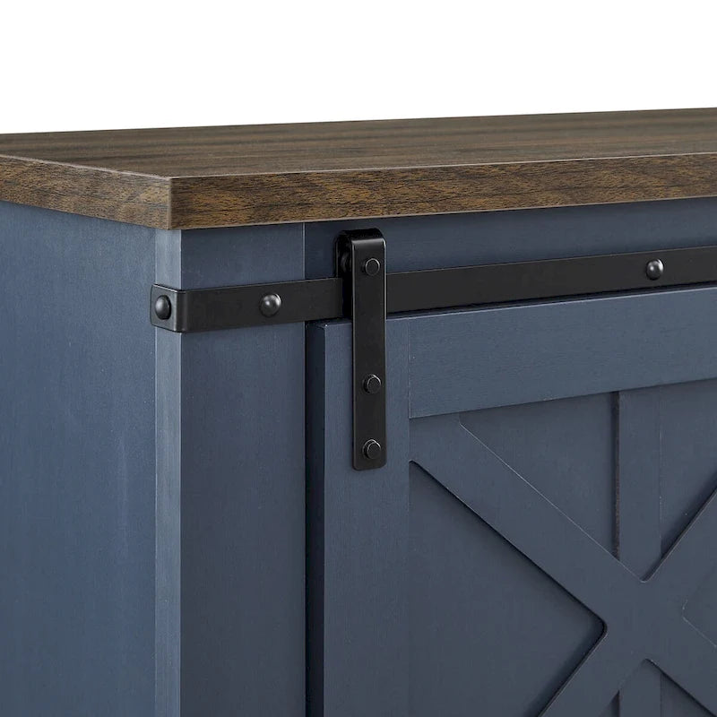 Meuble TV de 58 po de style rustique avec portes coulissantes – Convient aux téléviseurs jusqu'à 65 po – 58 po de largeur