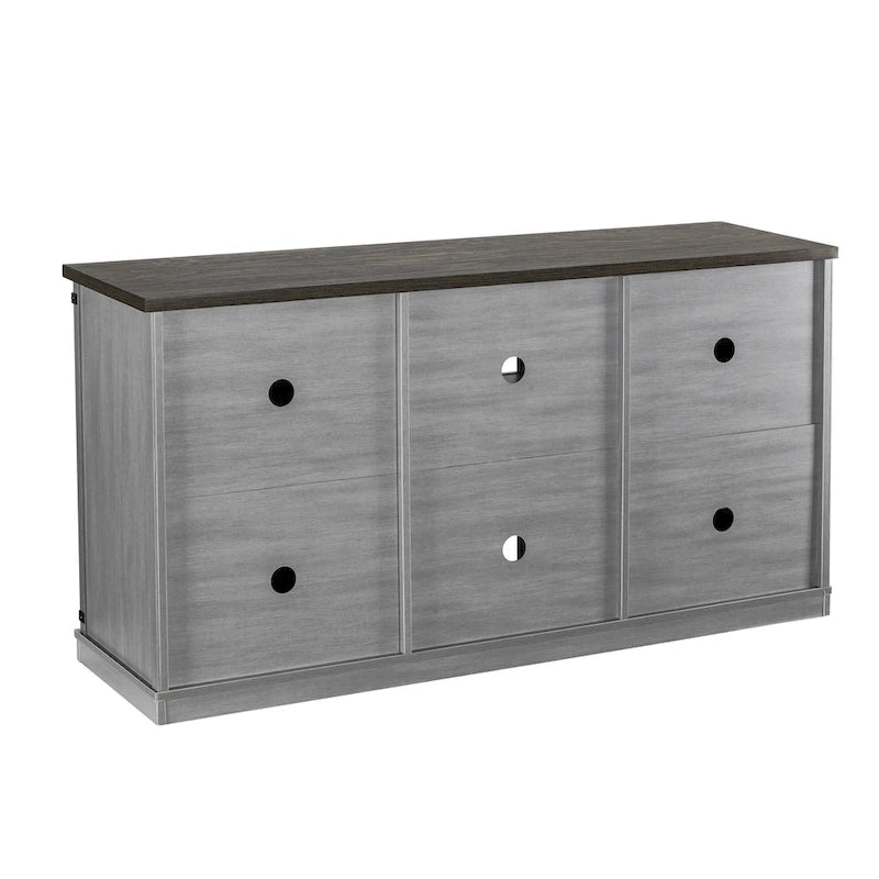 Meuble TV de 58 po de style rustique avec portes coulissantes – Convient aux téléviseurs jusqu'à 65 po – 58 po de largeur