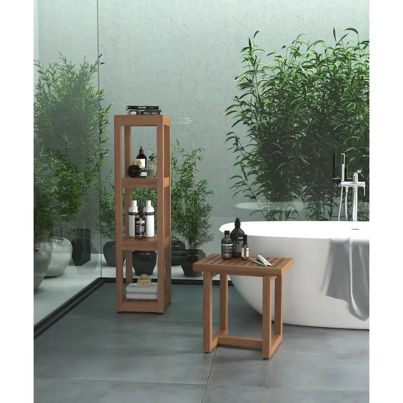 Meuble de bain carré en teck