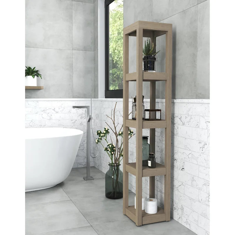 Meuble de bain carré en teck