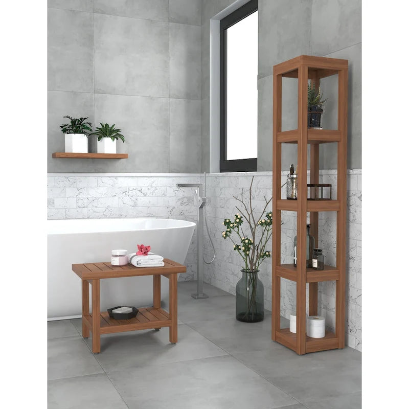 Meuble de bain carré en teck