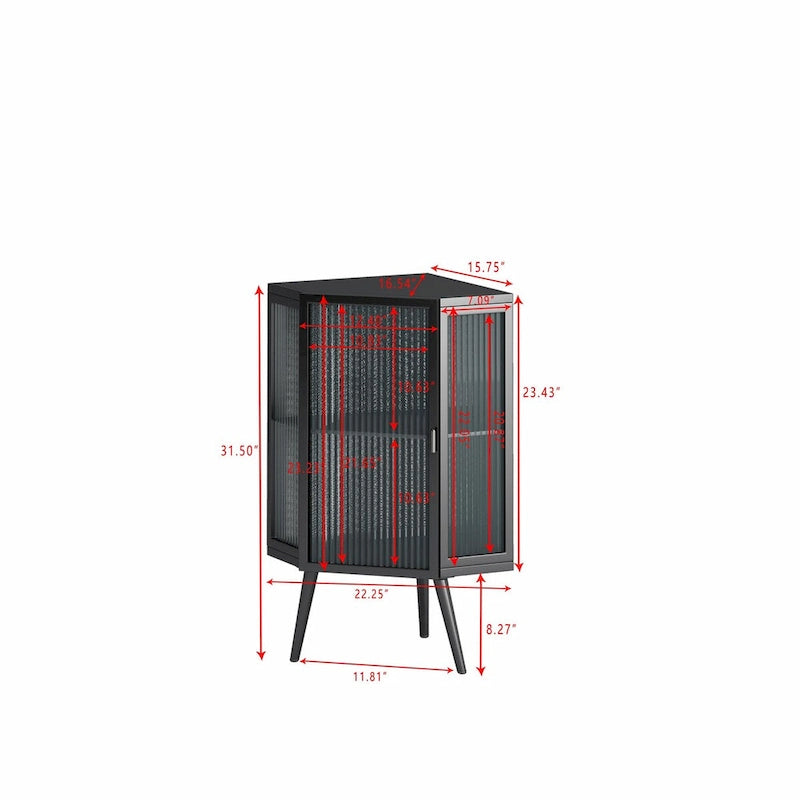 Meuble bas d'angle de 22,25 po avec porte vitrée et étagère réglable