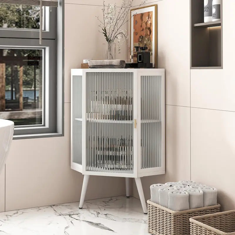 Meuble bas d'angle de 22,25 po avec porte vitrée et étagère réglable