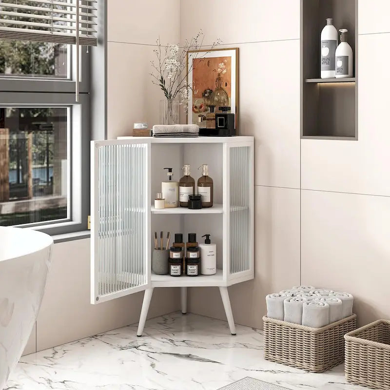 Meuble bas d'angle de 22,25 po avec porte vitrée et étagère réglable