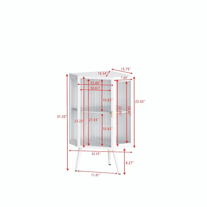 Meuble bas d'angle de 22,25 po avec porte vitrée et étagère réglable