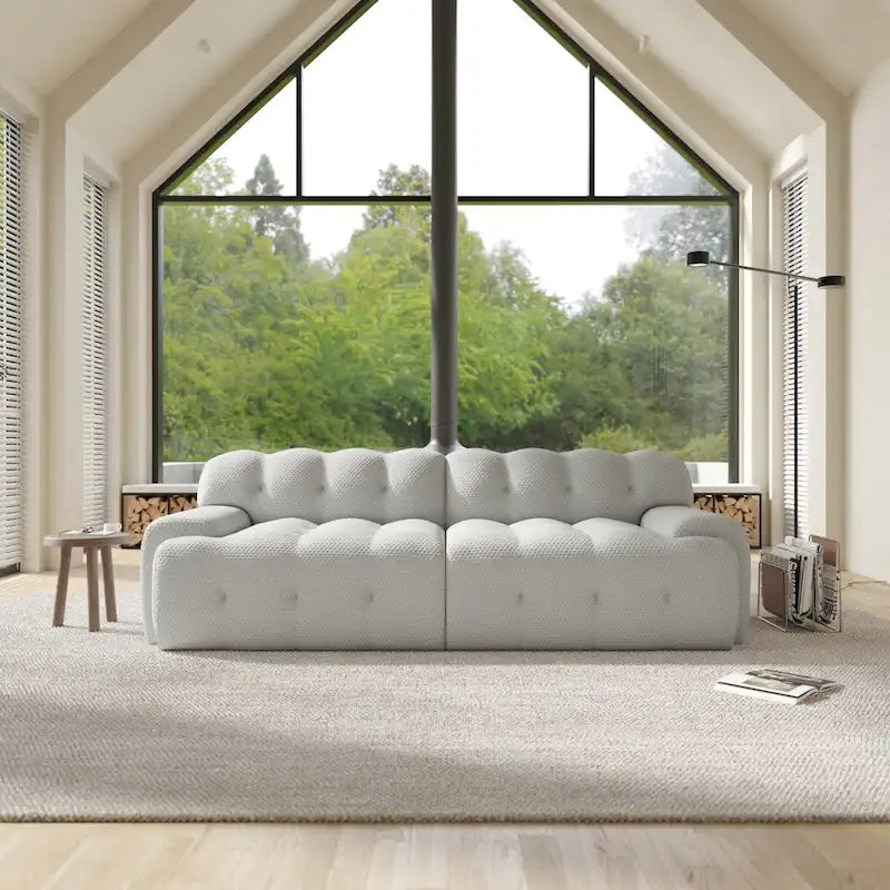 Canapé Moderne Confortable 3 Places, Canapé de Sol Rembourré en Tissu 3D Cloud Couch pour Salon, Appartement