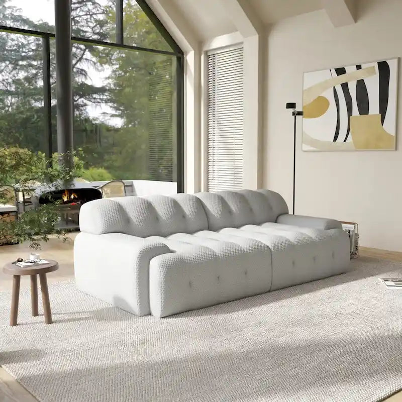 Canapé Moderne Confortable 3 Places, Canapé de Sol Rembourré en Tissu 3D Cloud Couch pour Salon, Appartement