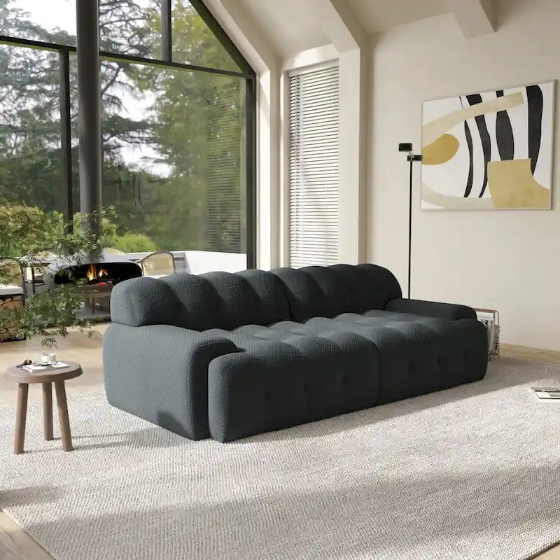 Canapé Moderne Confortable 3 Places, Canapé de Sol Rembourré en Tissu 3D Cloud Couch pour Salon, Appartement