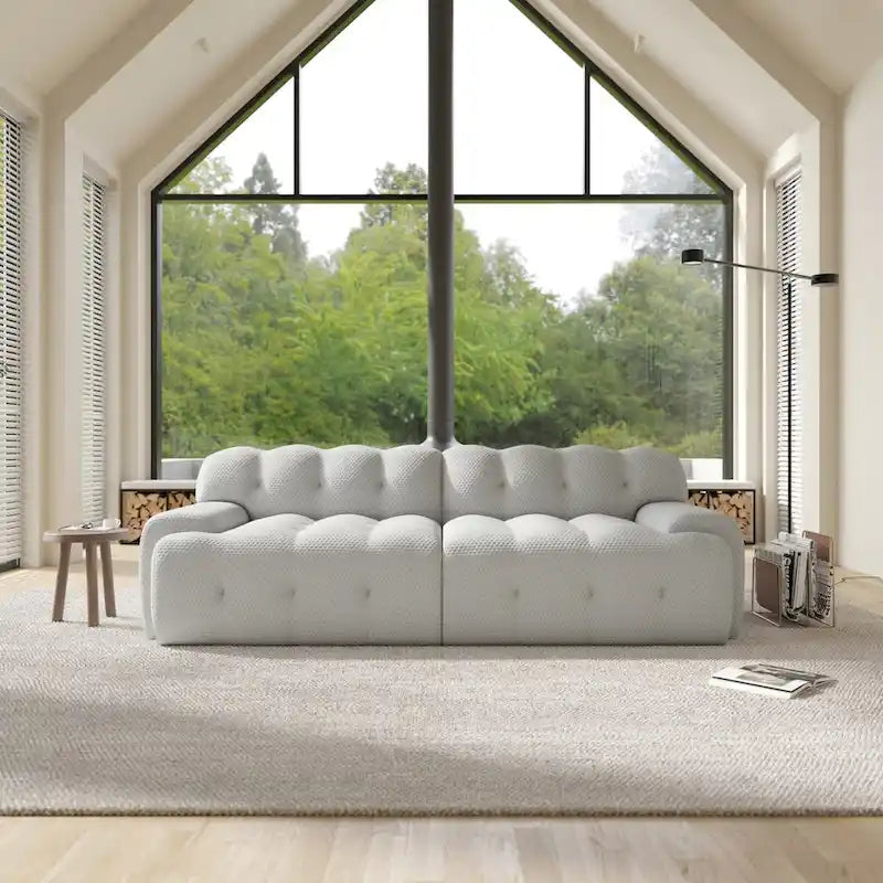 Canapé Moderne Confortable 3 Places, Canapé de Sol Rembourré en Tissu 3D Cloud Couch pour Salon, Appartement