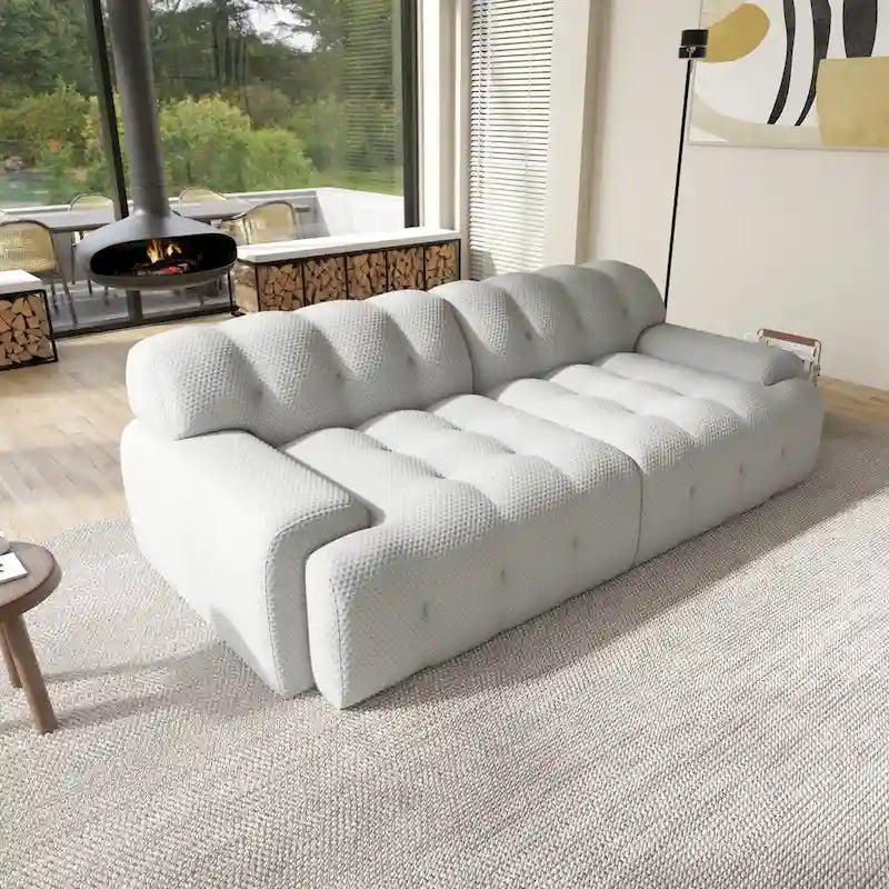 Canapé Moderne Confortable 3 Places, Canapé de Sol Rembourré en Tissu 3D Cloud Couch pour Salon, Appartement