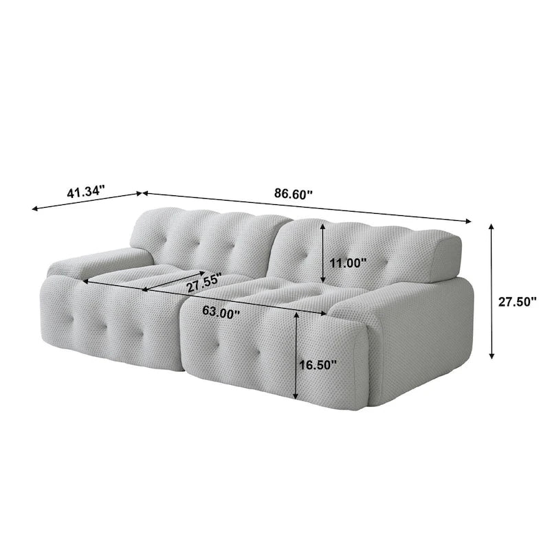 Canapé Moderne Confortable 3 Places, Canapé de Sol Rembourré en Tissu 3D Cloud Couch pour Salon, Appartement