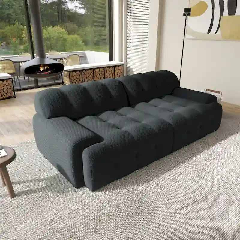 Canapé Moderne Confortable 3 Places, Canapé de Sol Rembourré en Tissu 3D Cloud Couch pour Salon, Appartement