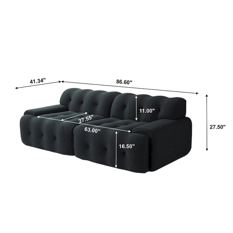 Canapé Moderne Confortable 3 Places, Canapé de Sol Rembourré en Tissu 3D Cloud Couch pour Salon, Appartement