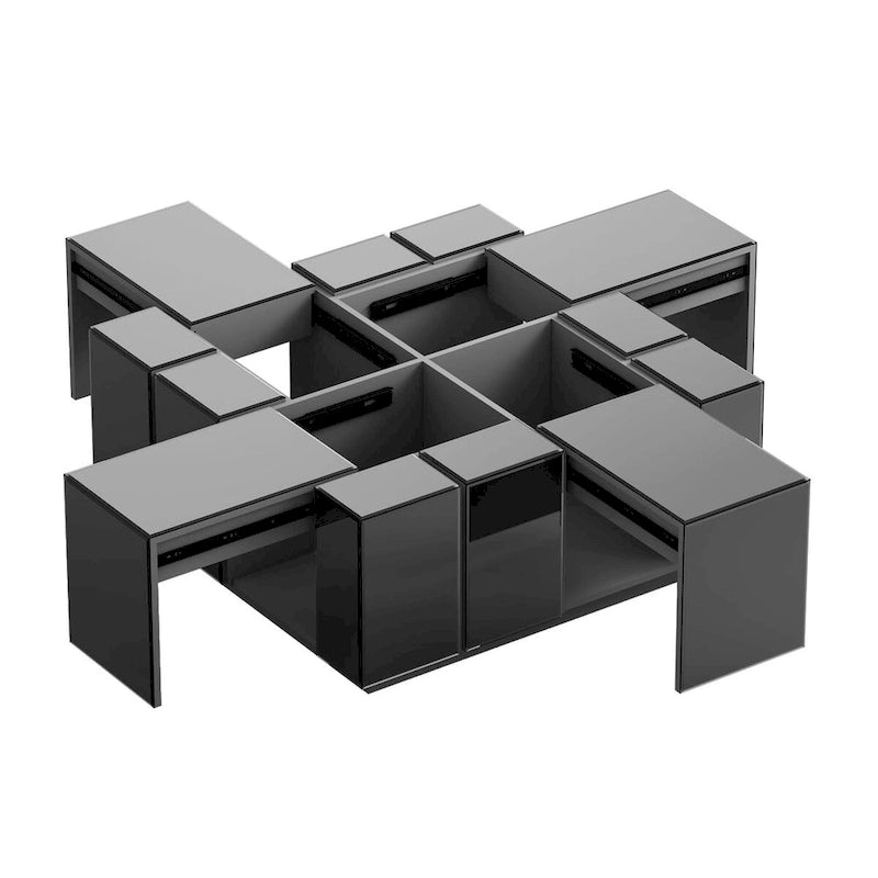 Table basse carrée moderne, table basse miroir centrale noire