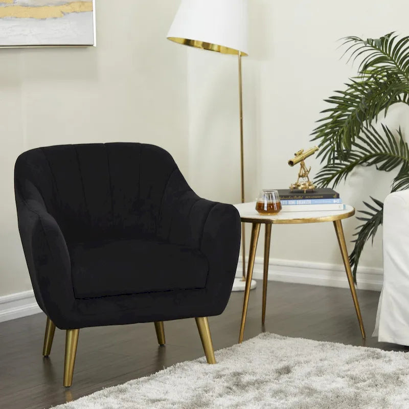 Fauteuil d'appoint en polyester pour salon - Noir, bleu ou jaune