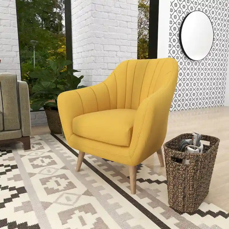 Fauteuil d'appoint en polyester pour salon - Noir, bleu ou jaune