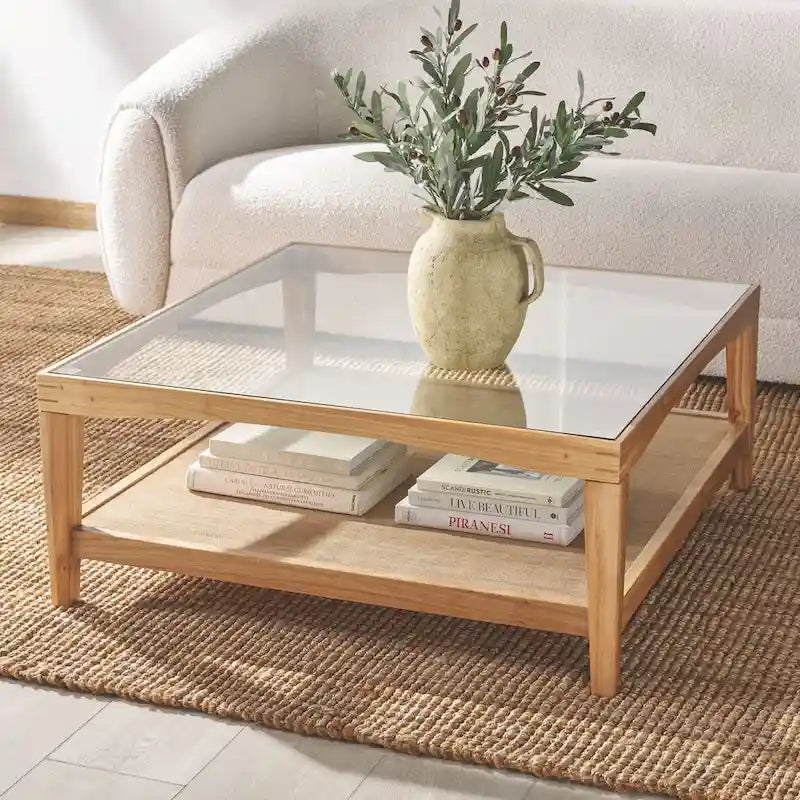 Table basse carrée en verre